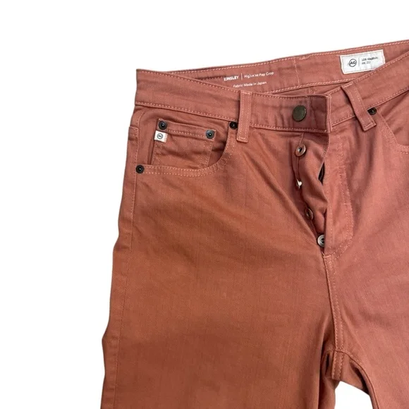 AG Kinsley High Rise Straight Crop Jeans Rust Copper Brown Size 28 - Picture 2 of 11